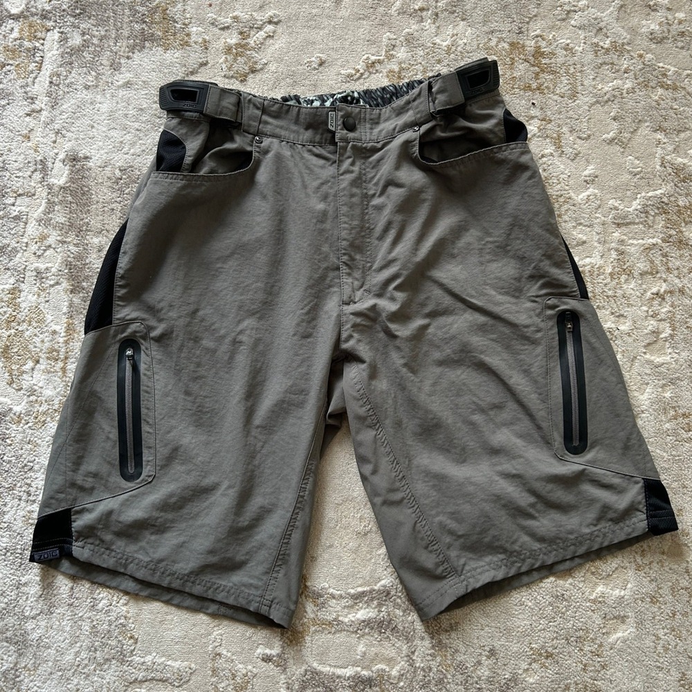 Zoic Ether All-Mountain Performance Mens Slim Fit Gray/Brown Shorts - Size XL - Picture 5 of 10